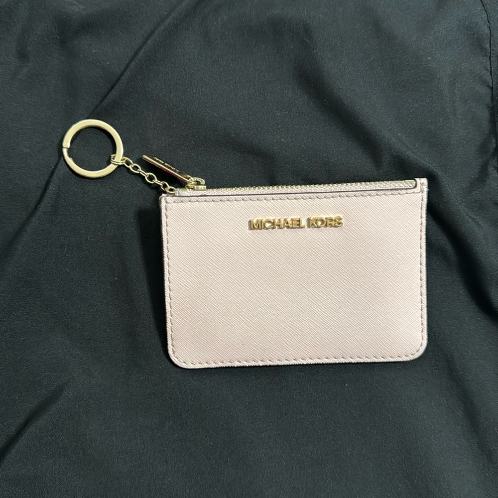 Michael Kors Jet Set Travel Small Top Zip Coin Pouch ID Holder Saffiano Leather